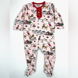 MUD PIE Baby Girls' The Night Before Christmas‎ Pink Holiday Footie Pajamas 6-9M